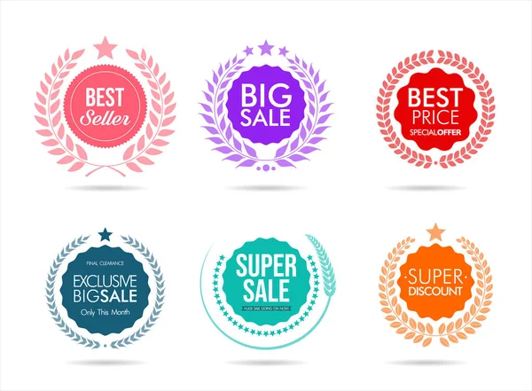 Modern Super Sale Stickers Tags Colorful Collection — Vettoriale Stock