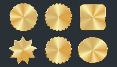 Farklı şekillerde koleksiyon altın rozetler çıkartmalar ve etiketler