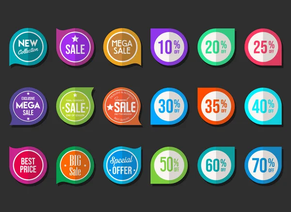 Collection Colorful Badges Labels Modern Super Sale Style — Vetor de Stock