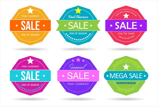 Modern Super Sale Stickers Tags Colorful Collection — Stock Vector