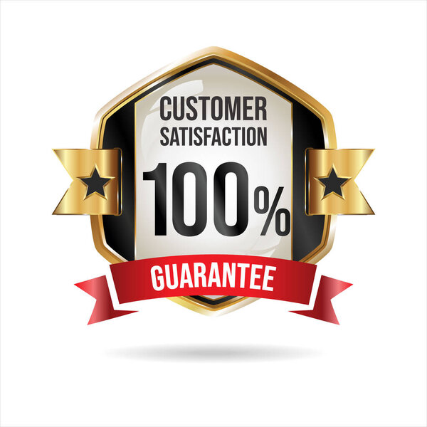 Customer satisfaction guaranteed hundred percent golden badge 