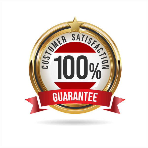 Customer satisfaction guaranteed hundred percent golden badge 
