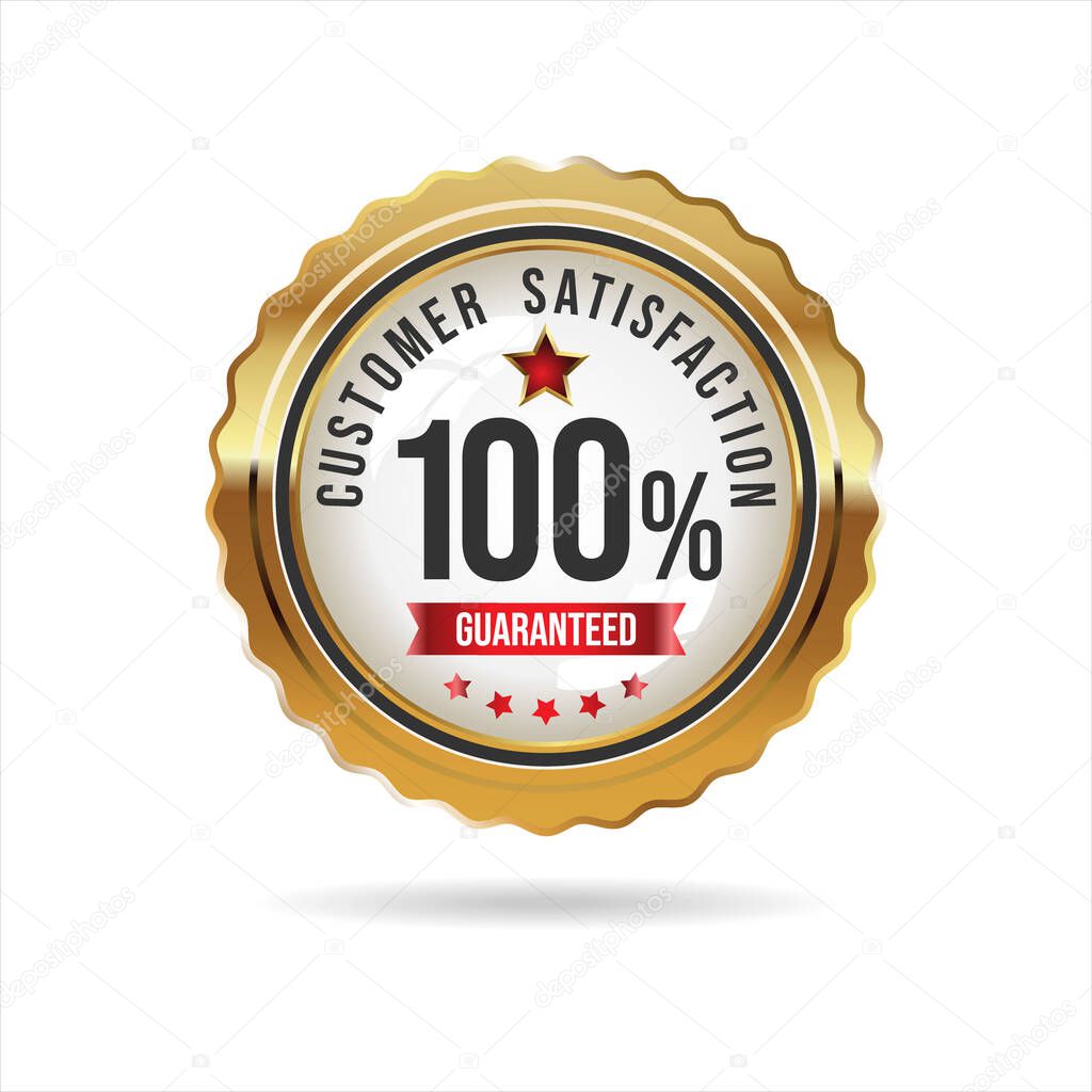 Customer satisfaction guaranteed hundred percent golden badge 