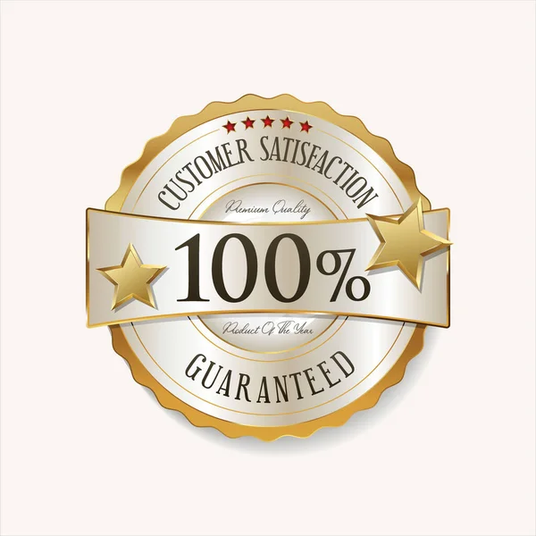Vásárlói Elégedettség Garantált 100 Arany Jelvény — Stock Vector