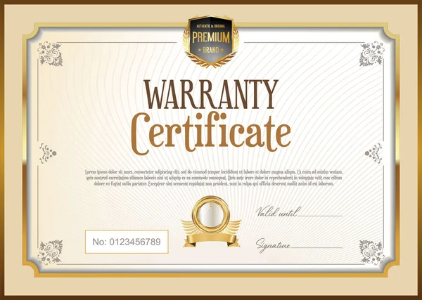 Warranty Certificate Retro Vintage Design Vector Illustration — Stock Vector