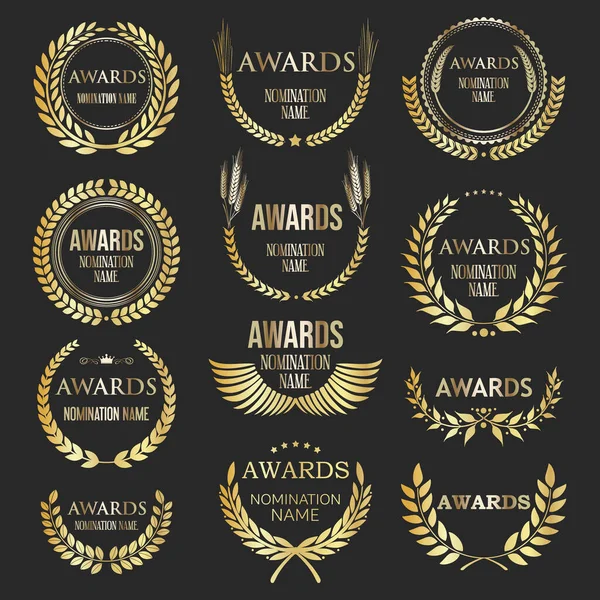 Collection Golden Laurel Wreaths Award Nominations — Stockvector