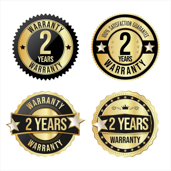 Collection Customer Satisfaction Warranty Guaranteed Gold Black Badges — Vetor de Stock