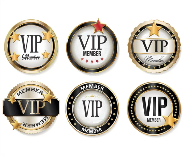 Vip Gold Black Labels Badges Collection —  Vetores de Stock