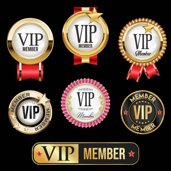 Vip Gold Black Labels Badges Collection — Archivo Imágenes Vectoriales
