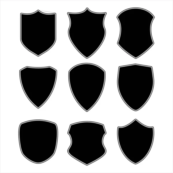 Black Shield Retro Design Vector Illustration Collection Isolated White Background — 스톡 벡터