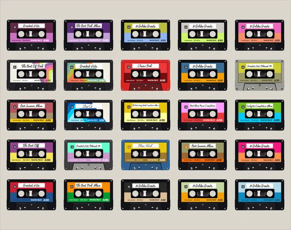 Retro Old Colorful Audio Cassettes Seamless Background — Stockvector