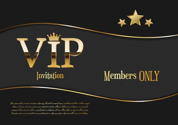 Golden Vip Invitation Card Dark Black Gold Background — Stok Vektör