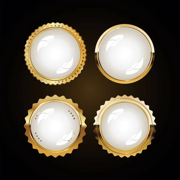 Gold White Collection Various Badges Labels — Wektor stockowy