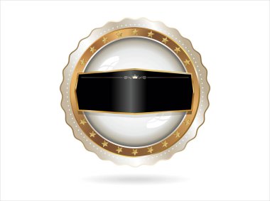 Golden badge retro style isolated on white background