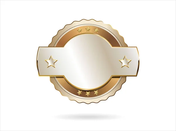 Golden Badge Retro Style Isolated White Background — ストックベクタ