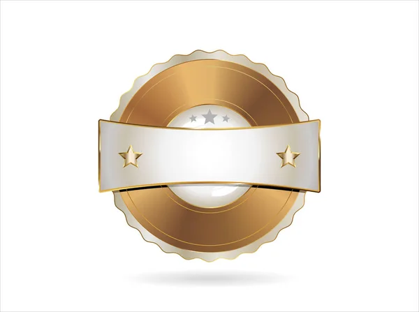 Golden Badge Retro Style Isolated White Background — Stockový vektor