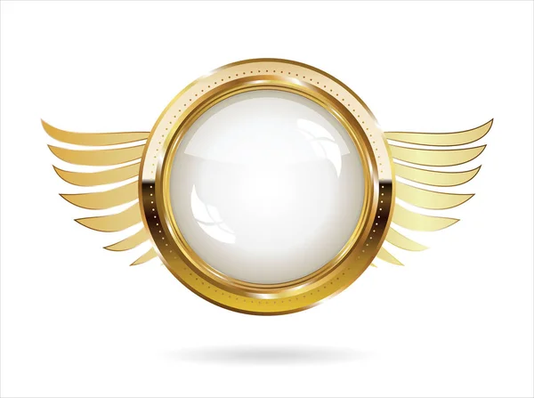 Golden Badge Retro Style Isolated White Background — Stok Vektör
