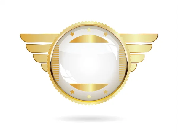 Golden Badge Retro Style Isolated White Background — Image vectorielle