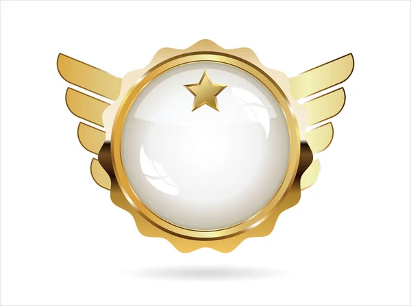 Golden Badge Retro Style Isolated White Background — 스톡 벡터