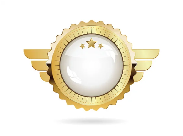 Golden Badge Retro Style Isolated White Background — Image vectorielle