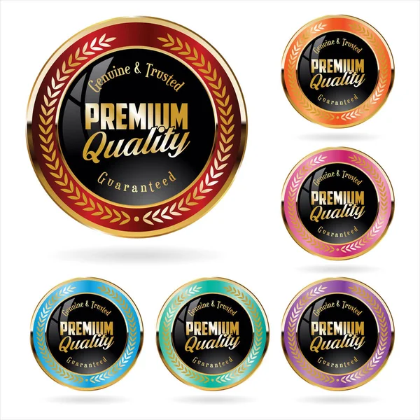 Collection Colorful Premium Quality Badges Labels — Vettoriale Stock