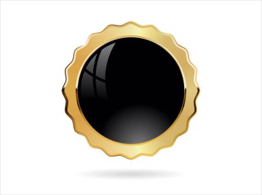 Gold and black badge retro style isolated on white background 