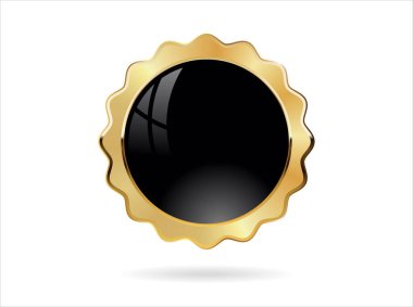 Gold and black badge retro style isolated on white background 