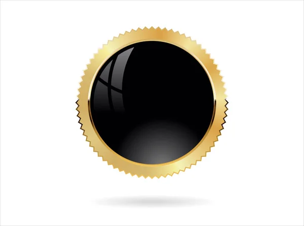 Gold Black Badge Retro Style Isolated White Background — ストックベクタ