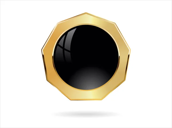 Gold Black Badge Retro Style Isolated White Background — Stok Vektör