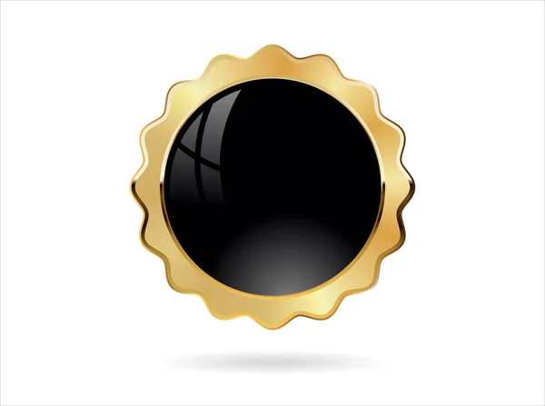 Gold Black Badge Retro Style Isolated White Background — Image vectorielle