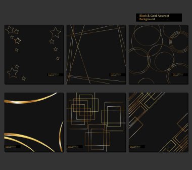 Collection of Black and Gold Pattern abstract Background vector 