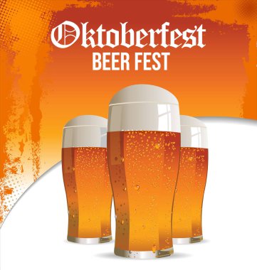 Oktoberfest beer glasses abstract retro background 