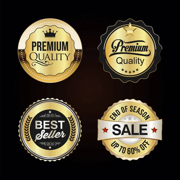 Premium Quality Retro Vintage Black White Badge — Stock Vector