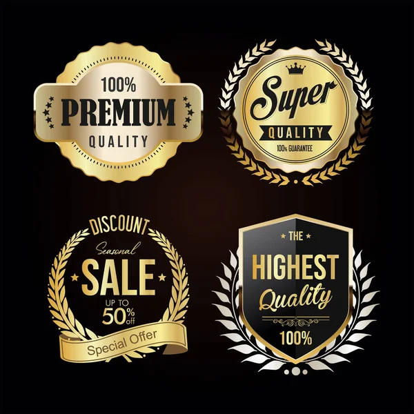 Premium Quality Retro Vintage Black White Badge — Stok Vektör