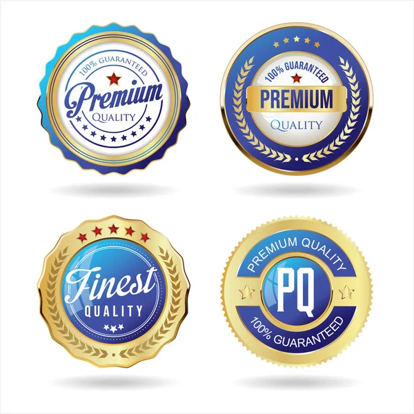 Verzameling Van Gouden Badge Labels Hoge Kwaliteit Vector Illustratie — Stockvector