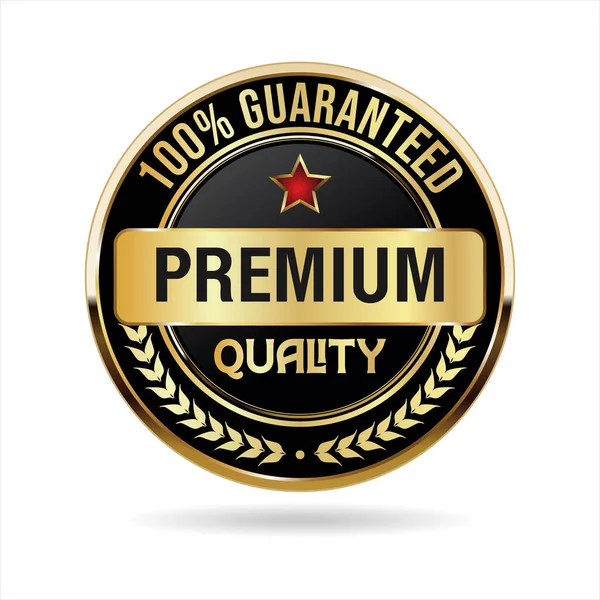 Premium Kvalitet Guld Och Svart Emblem Retro Design Vektor Illustration — Stock vektor