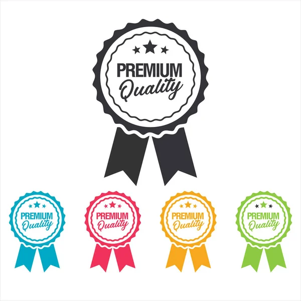 Emblemas Pretos Qualidade Premium Design Plano Ilustração Vetorial Design Retro — Vetor de Stock