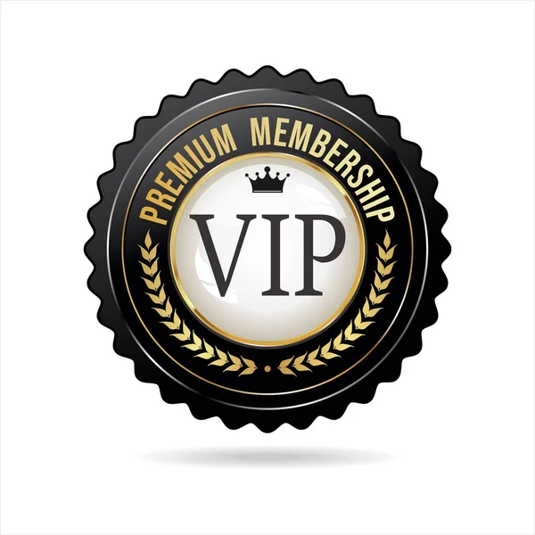 Vip Premium Mitgliedschaft Goldenes Abzeichen Auf Weißem Hintergrund — Stockvektor