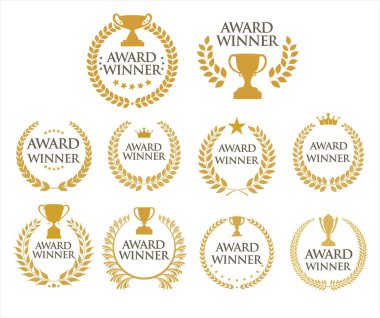 Altın defne çelengi siyah metin koleksiyonunun ödüllü amblemi