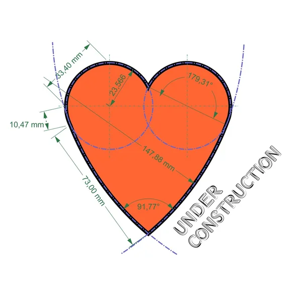 Coração como desenho técnico — Fotografia de Stock