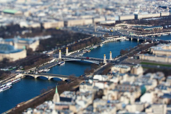 Paris la seine tilt shift — Stock Photo, Image