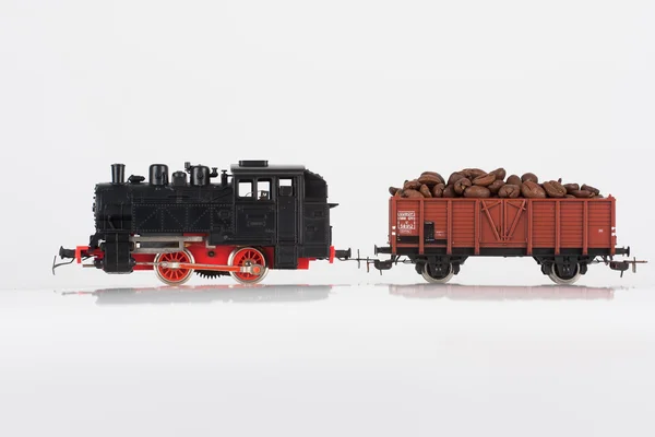 玩具黑色机车和咖啡 — 图库照片