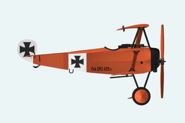 Fokker DR1, side view clipart