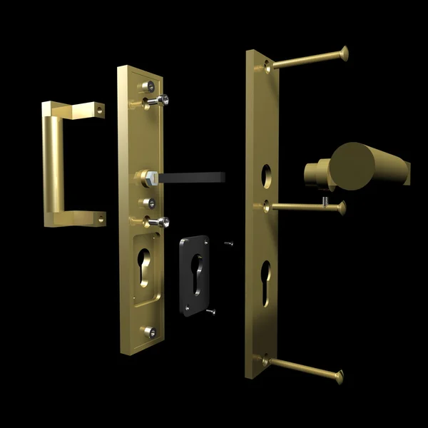 Door fitting by Gropius, exploded view Stock Picture