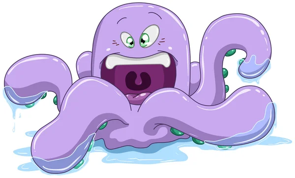 Paarse octopus met water — Stockvector