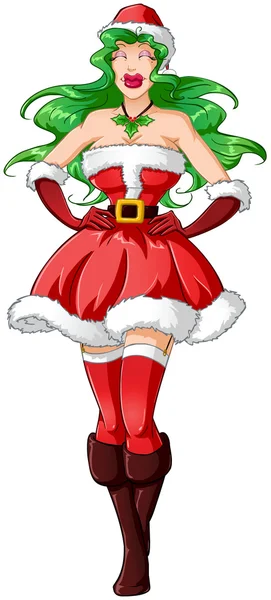 Kvinna klädd i sexig santa kläder till jul 2 — Stock vektor