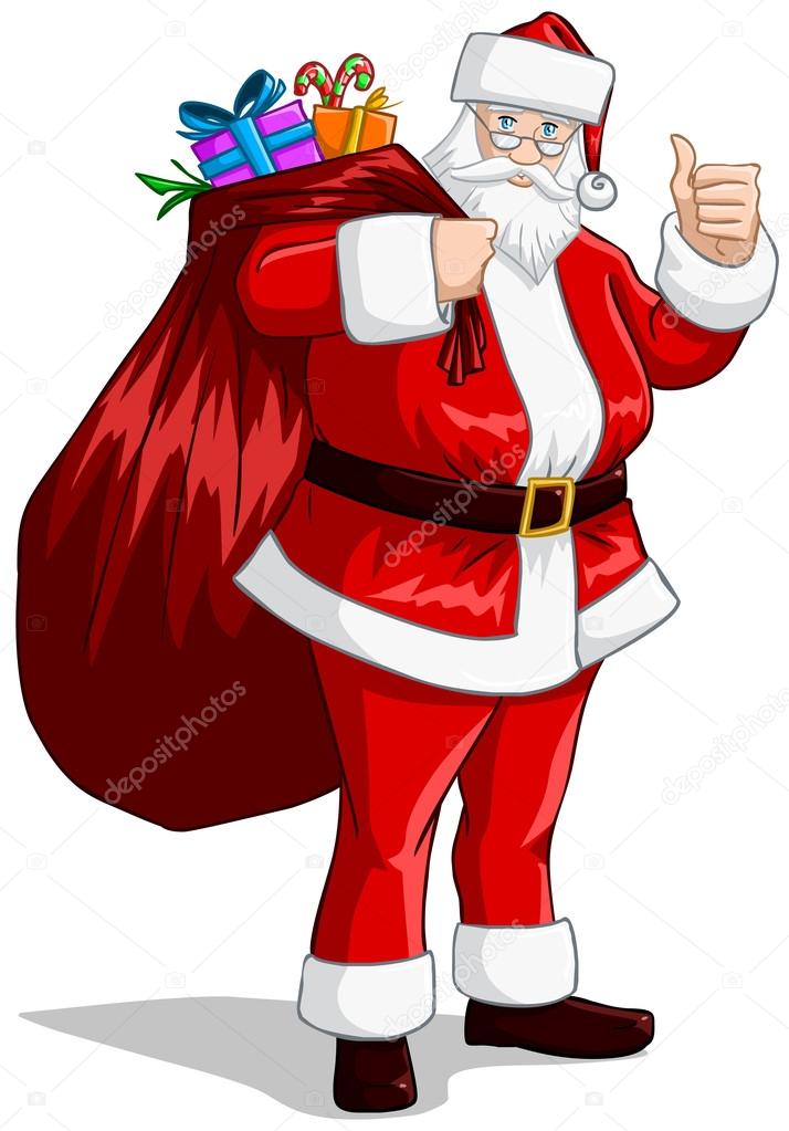 Santa Claus With Bag Of Presents For Christmas