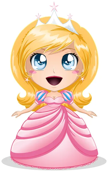 Blond Princess In Pink Dress - Stok Vektor