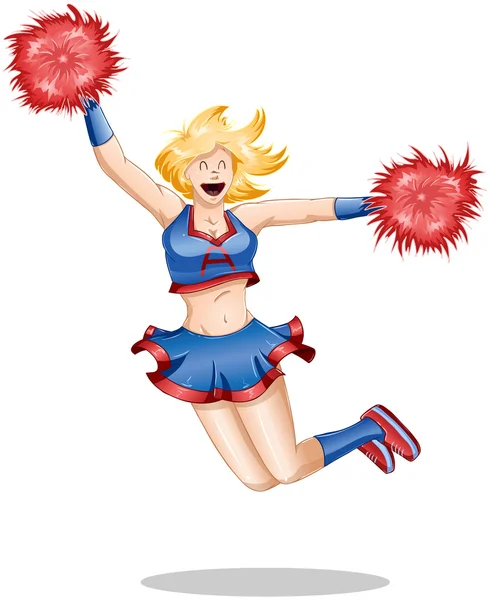 Pom-pom girl saute dans les airs — Image vectorielle