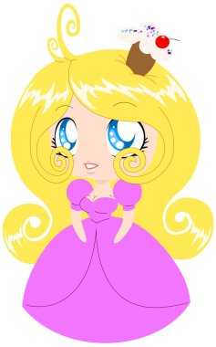 pembe elbiseli sarışın cupcake Prenses